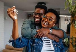 African American Couple Hugging